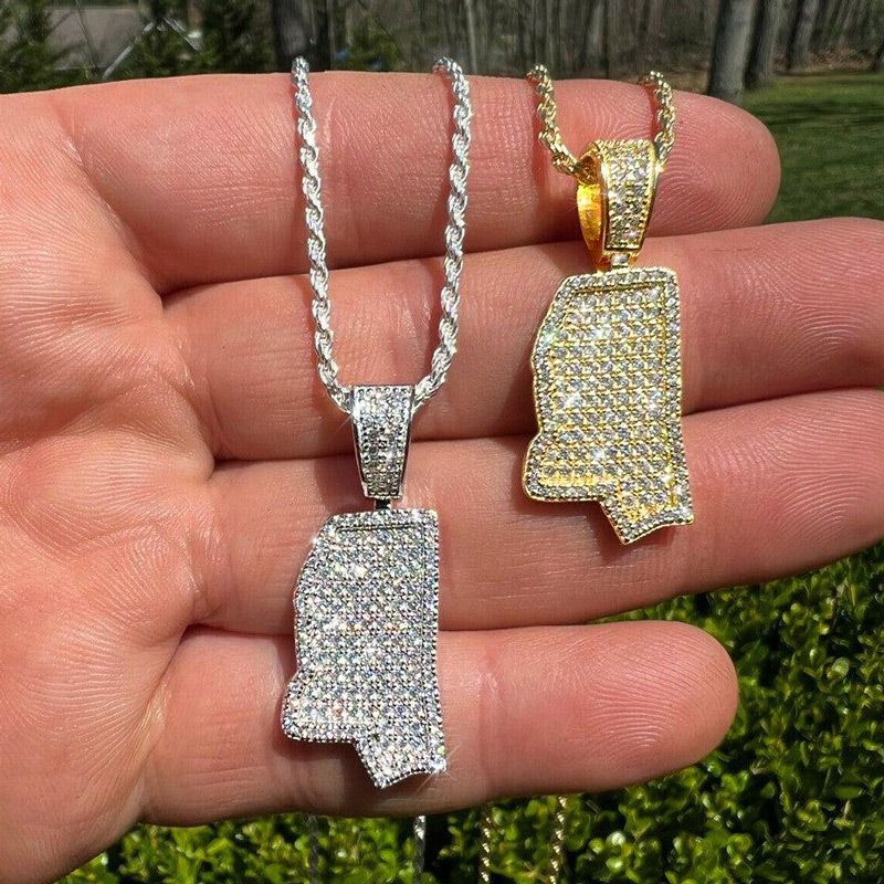 Iced U.S. State Shape Pendant Iced U.S. State Shape Pendant