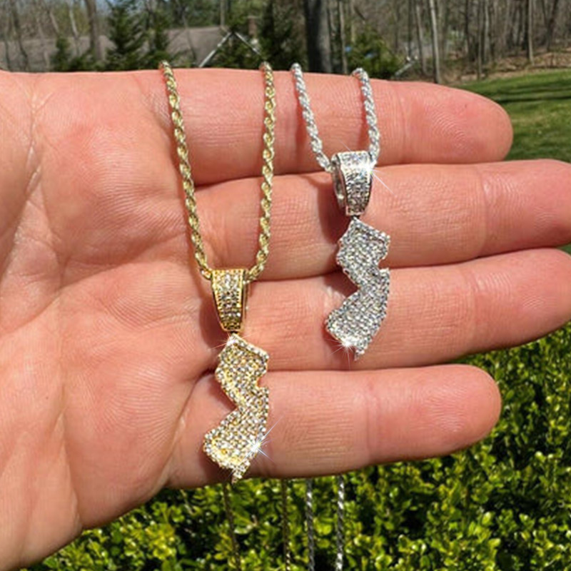 Iced U.S. State Shape Pendant Iced U.S. State Shape Pendant