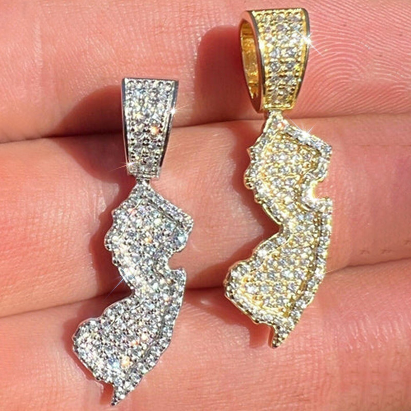 Iced U.S. State Shape Pendant Iced U.S. State Shape Pendant