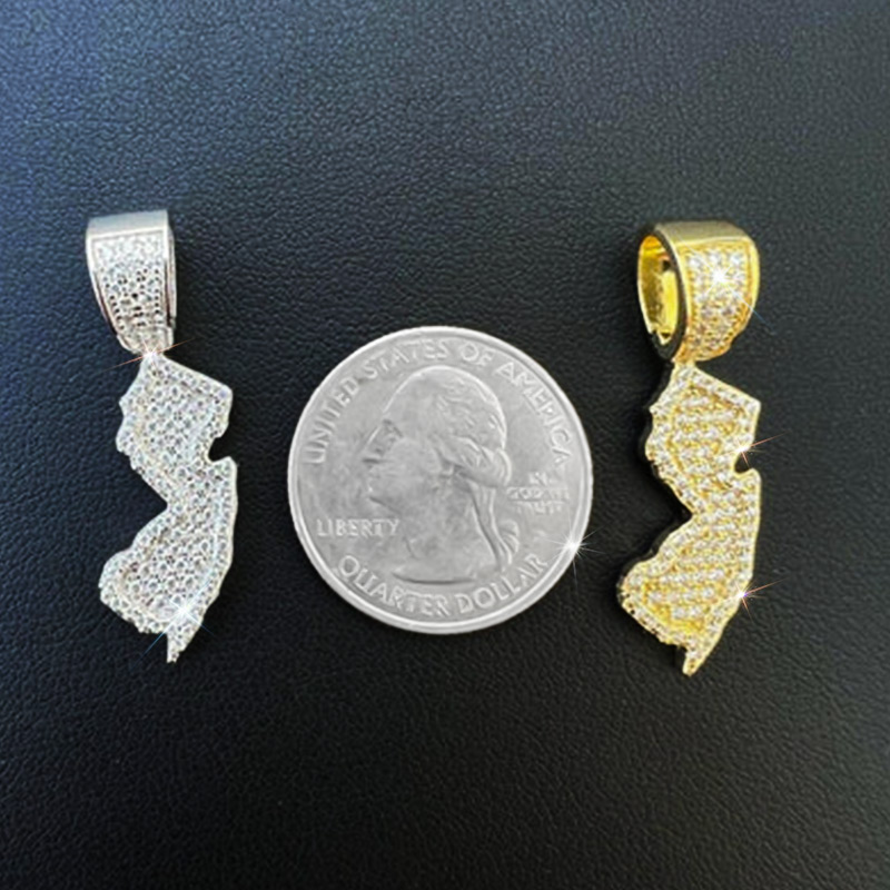 Iced U.S. State Shape Pendant Iced U.S. State Shape Pendant