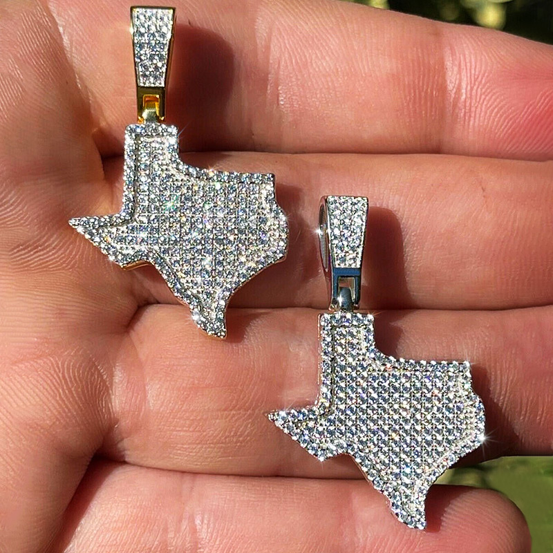 Iced U.S. State Shape Pendant Iced U.S. State Shape Pendant