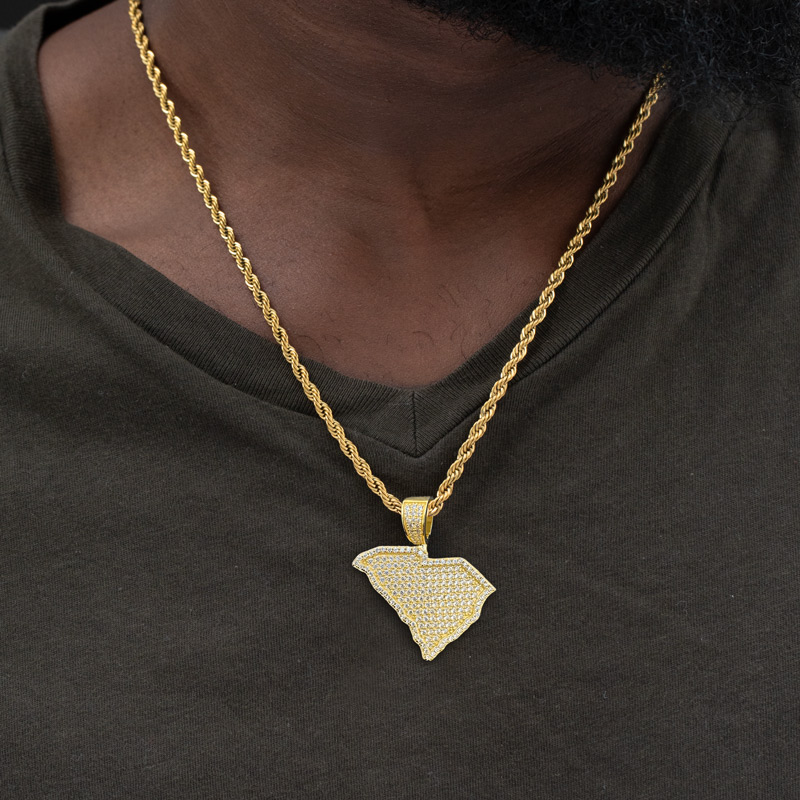 Iced U.S. State Shape Pendant Iced U.S. State Shape Pendant