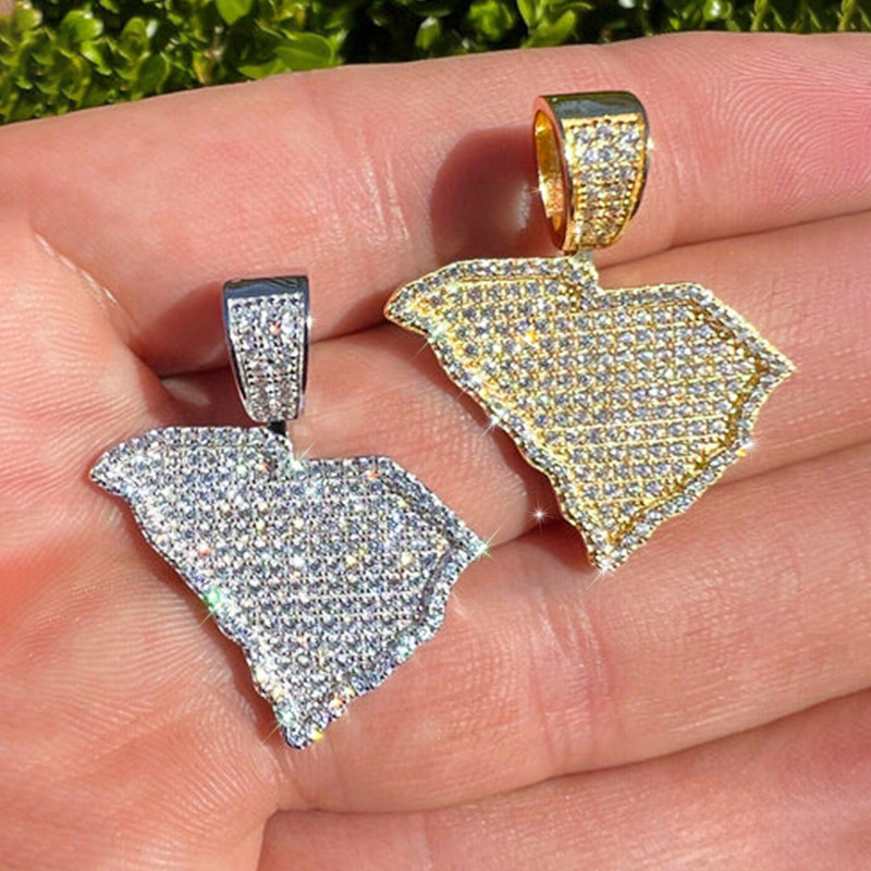 Iced U.S. State Shape Pendant Iced U.S. State Shape Pendant