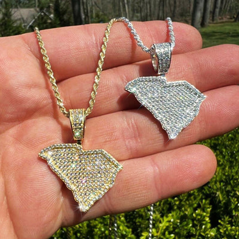 Iced U.S. State Shape Pendant Iced U.S. State Shape Pendant