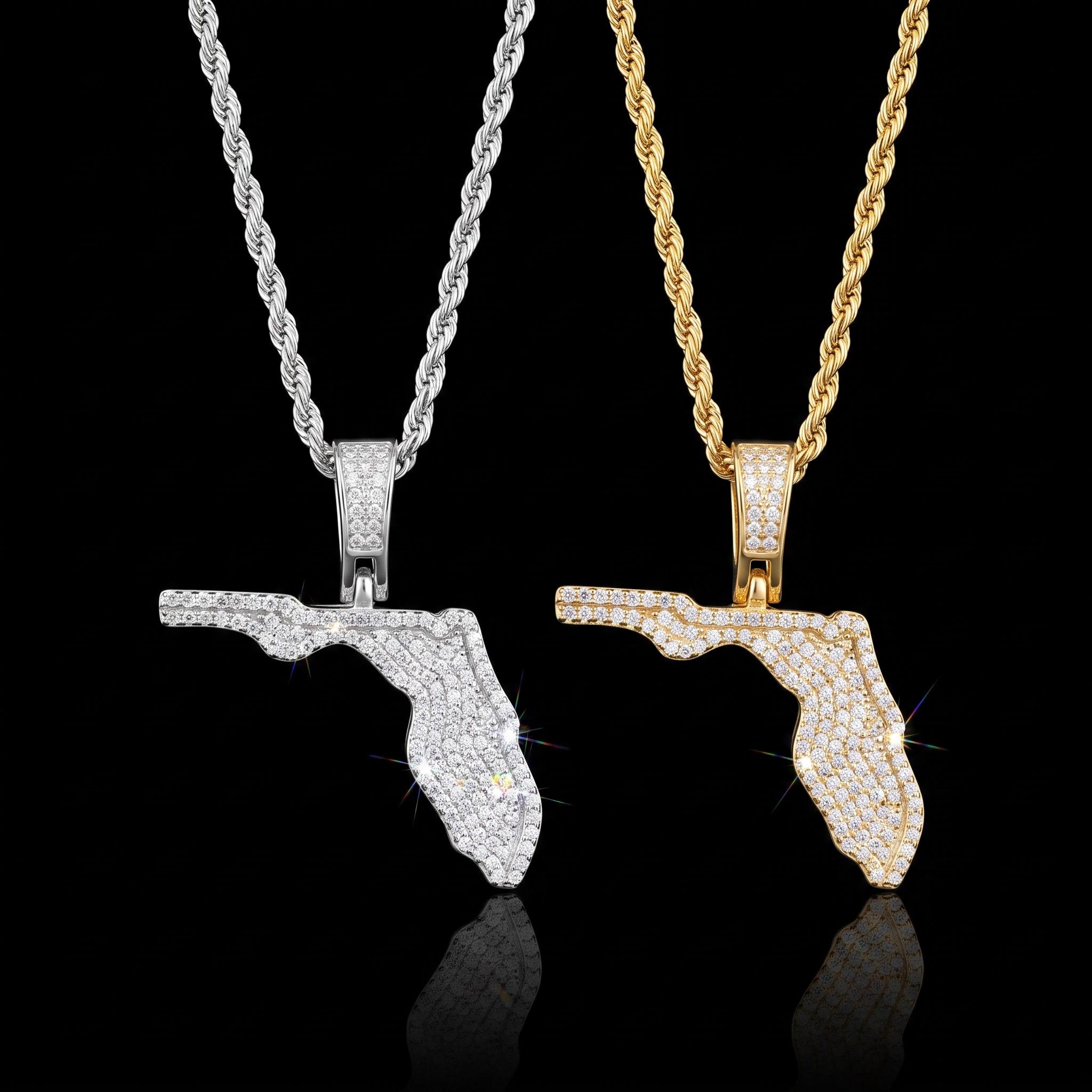 Iced U.S. State Shape Pendant Iced U.S. State Shape Pendant