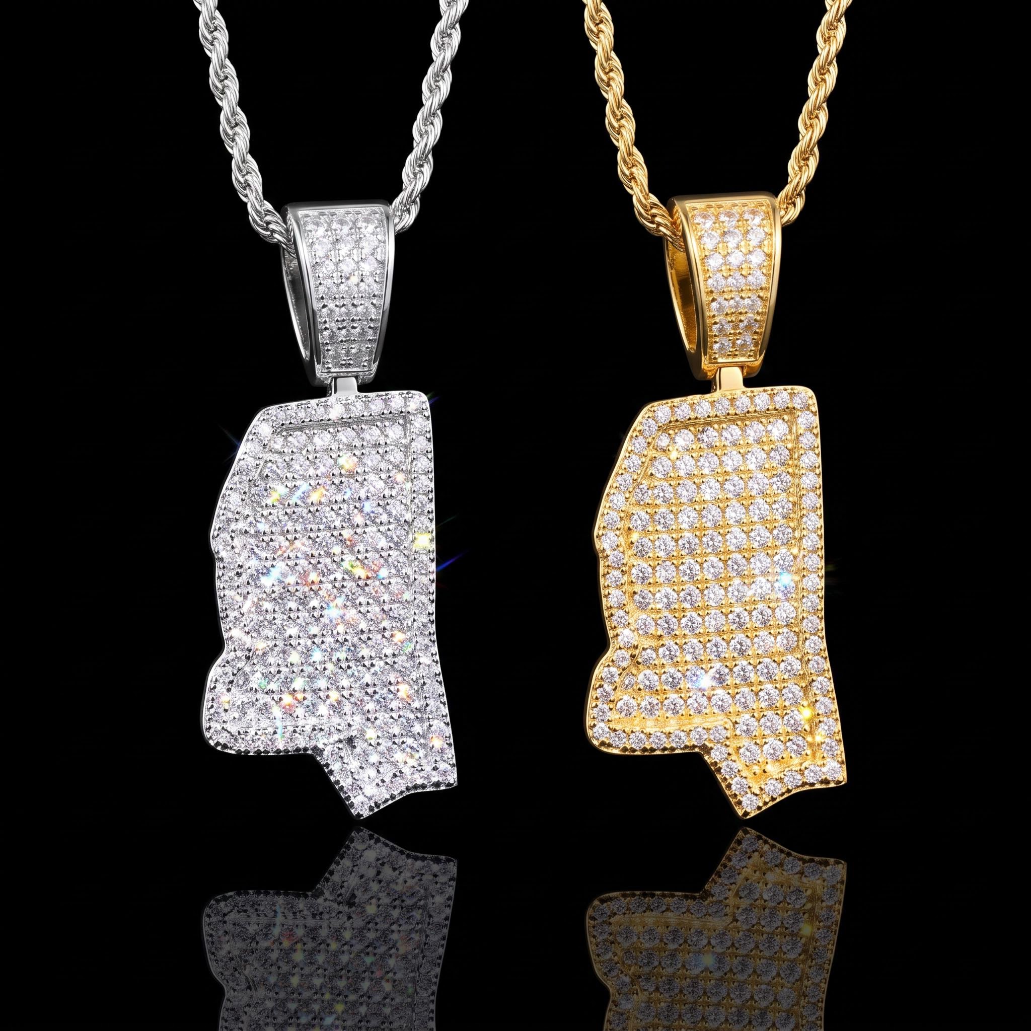 Iced U.S. State Shape Pendant Iced U.S. State Shape Pendant