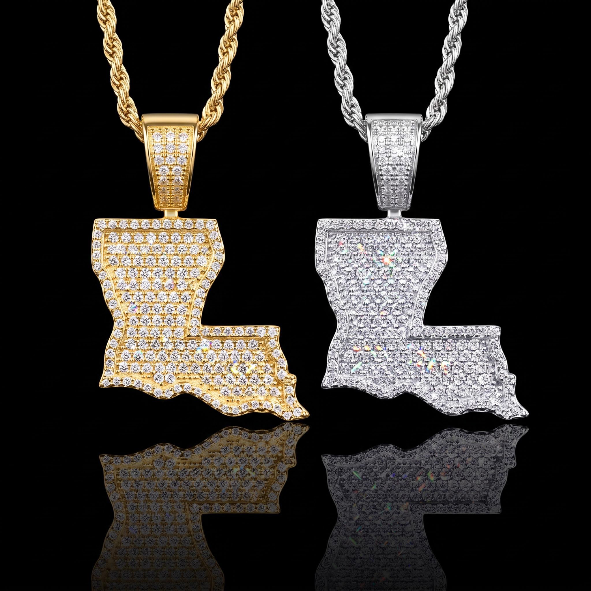 Iced U.S. State Shape Pendant Iced U.S. State Shape Pendant