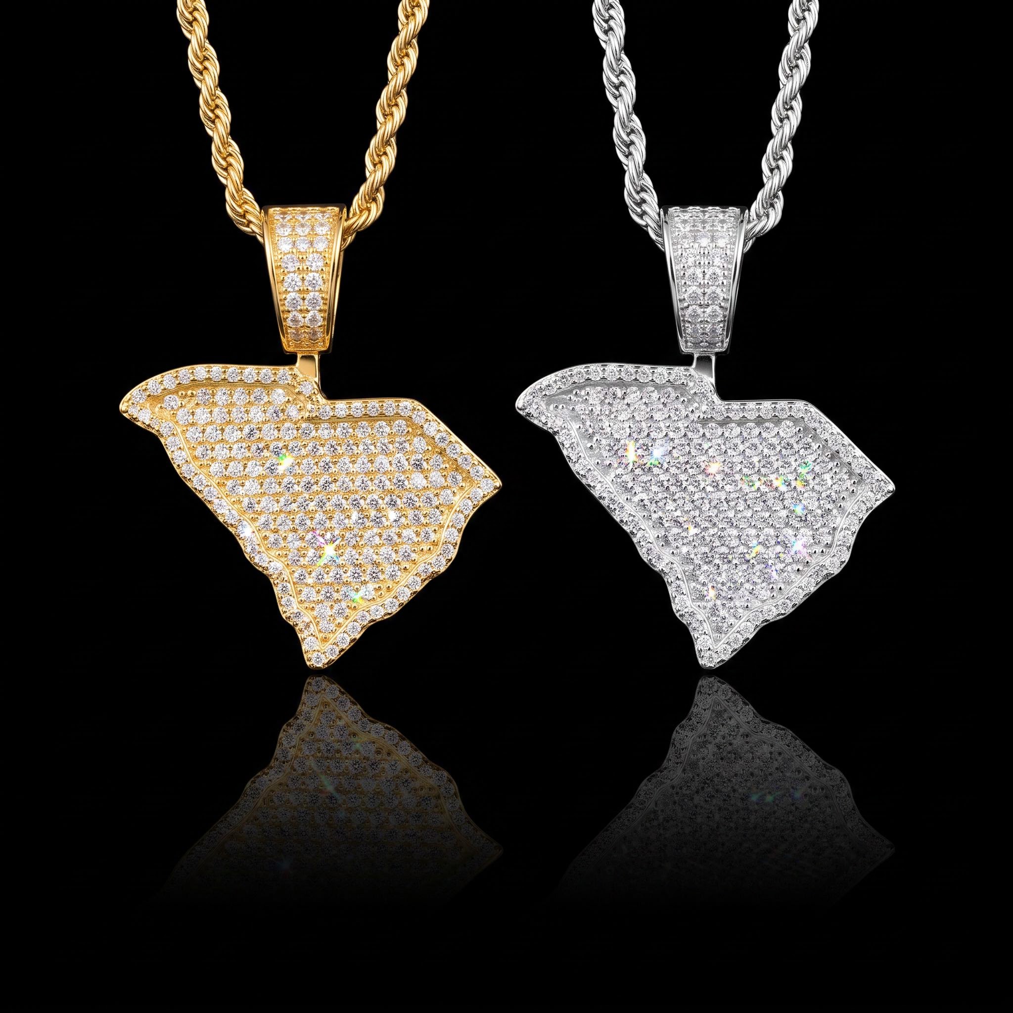 Iced U.S. State Shape Pendant Iced U.S. State Shape Pendant