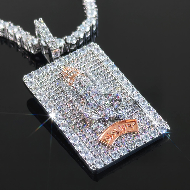 Iced Rectangle Custom Name Spaceship Pendant