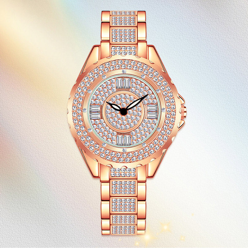 Iced Baguette & Round Cut Women's Quartz Watch