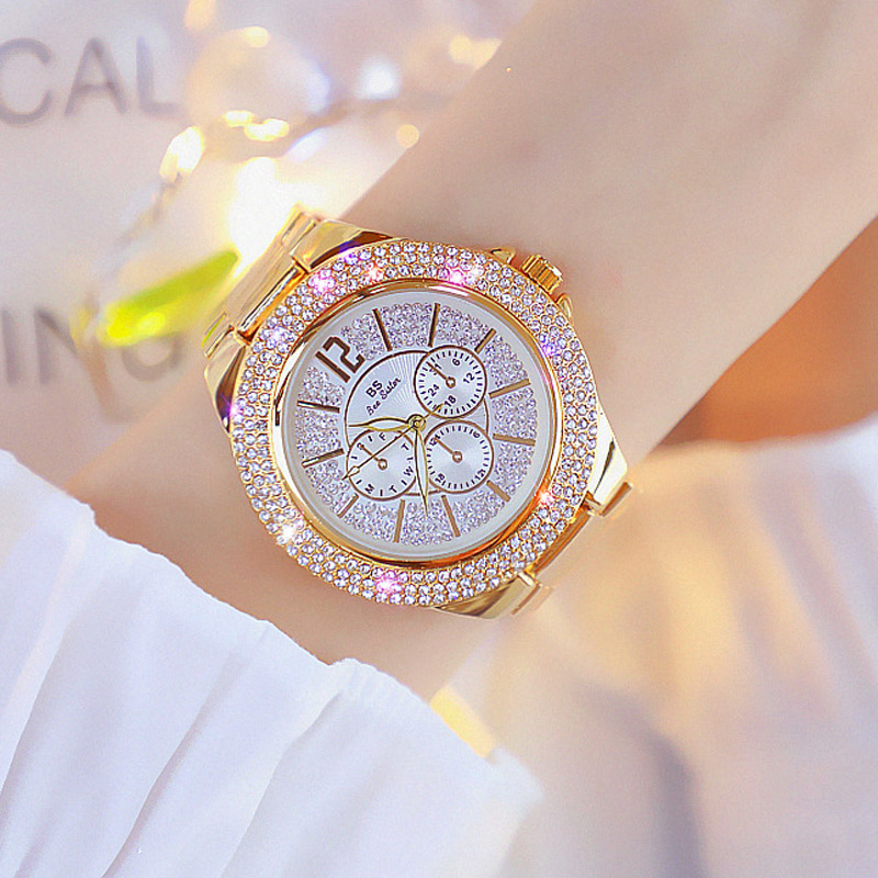 Iced Women's Watch with Three Small Dials