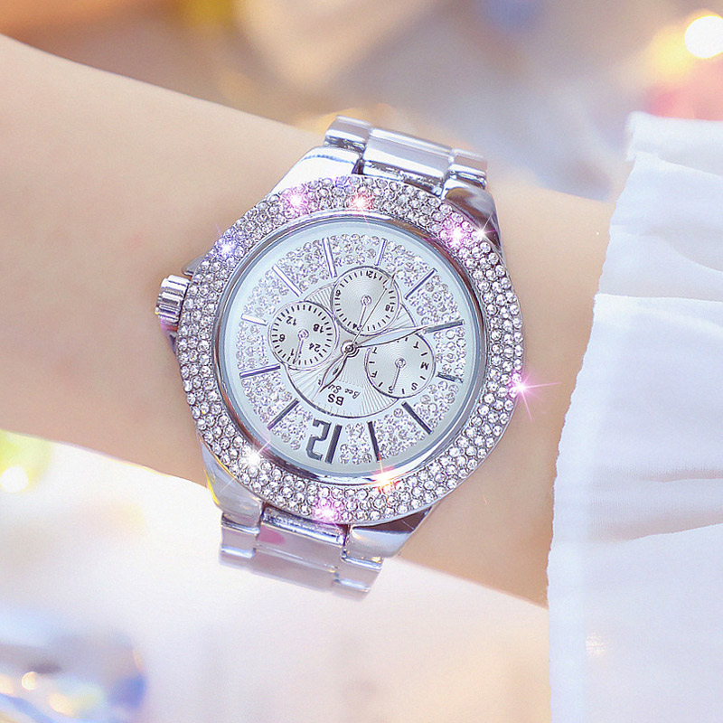 Iced Women's Watch with Three Small Dials