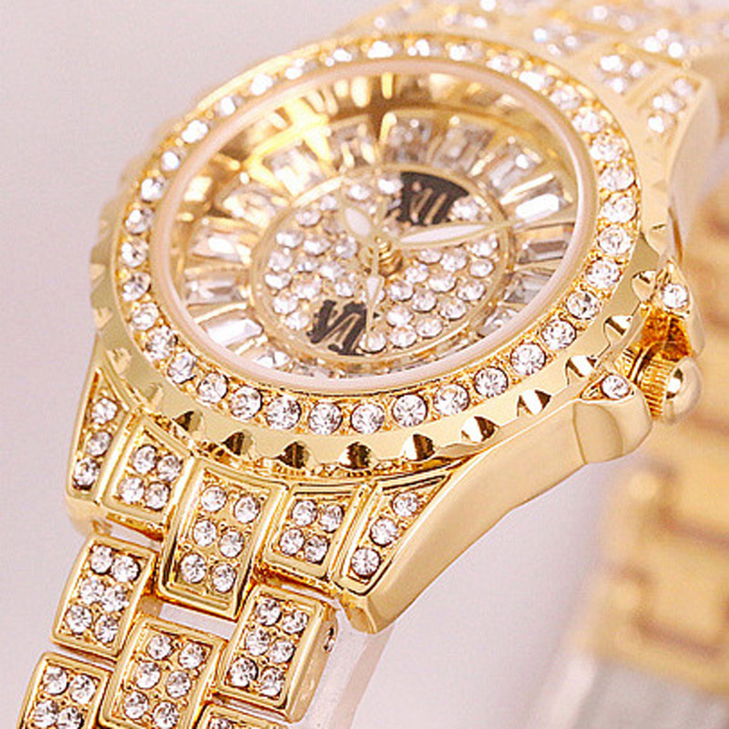 Full Iced Round&Baguette Cut Women's Watch