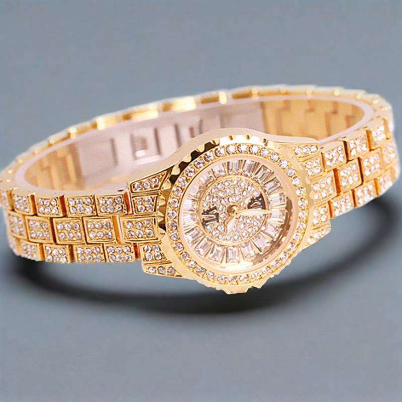 Full Iced Round&Baguette Cut Women's Watch