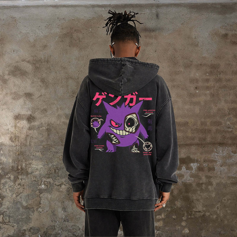 Retro Anime Washed Cotton Hoodie