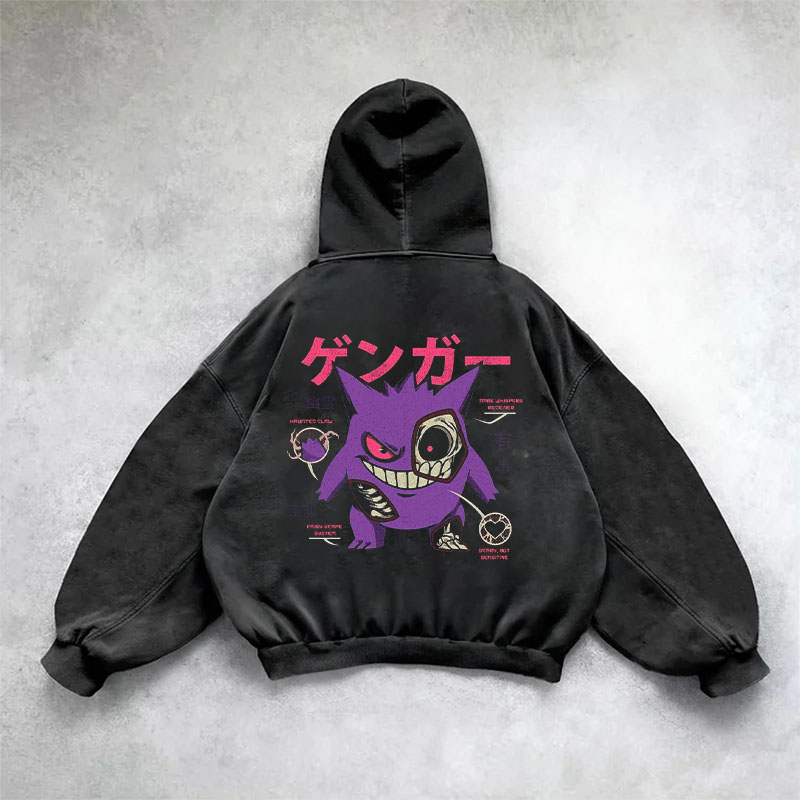 Retro Anime Washed Cotton Hoodie