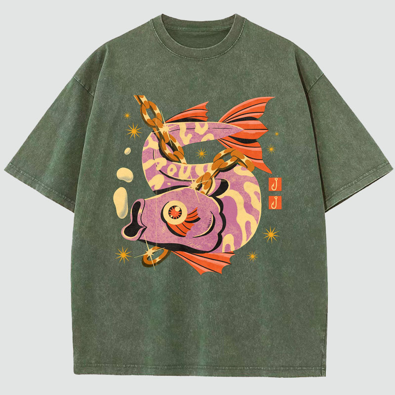 Art Illustration Washed Cotton T-Shirt