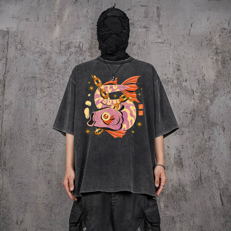 Art Illustration Washed Cotton T-Shirt