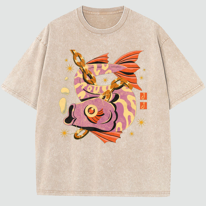 Art Illustration Washed Cotton T-Shirt