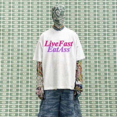 Live Fast Eat Ass Cotton T-shirts