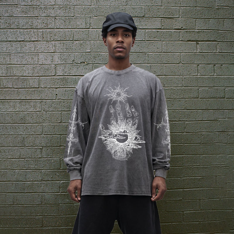 Vintage Goth Print Washed Cotton T-Shirt Vintage Goth Print Washed Cotton T-Shirt