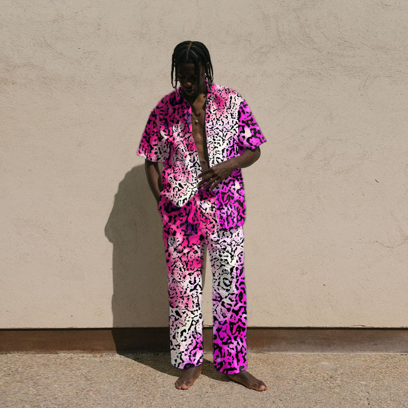 Floral Geometric Vacation Shirt Set