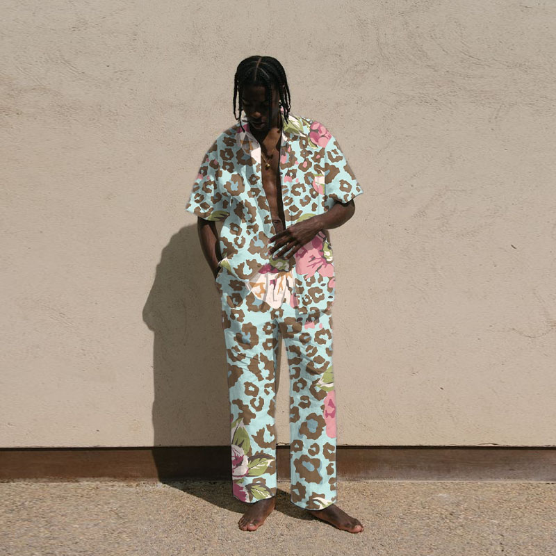 Leopard Print Vacation Shirt Set