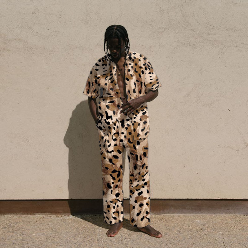 Leopard Print Vacation Shirt Set