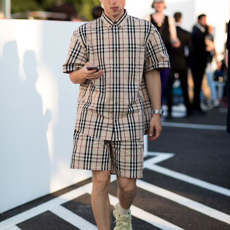 Classic Plaid Print Shirt Set