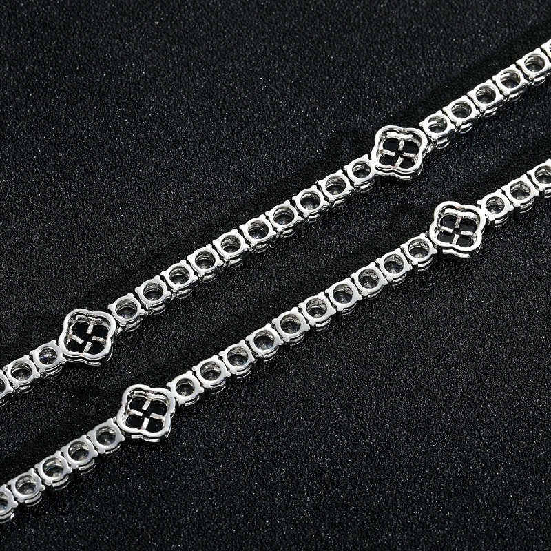 Iced Out Four Leaf Black Clover Tennis Bracelet Iced Out Four Leaf Black Clover Tennis Bracelet