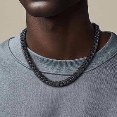 13mm 925S & VVS Moissanite Black Prong Cuban Link Chain With Big Clasp