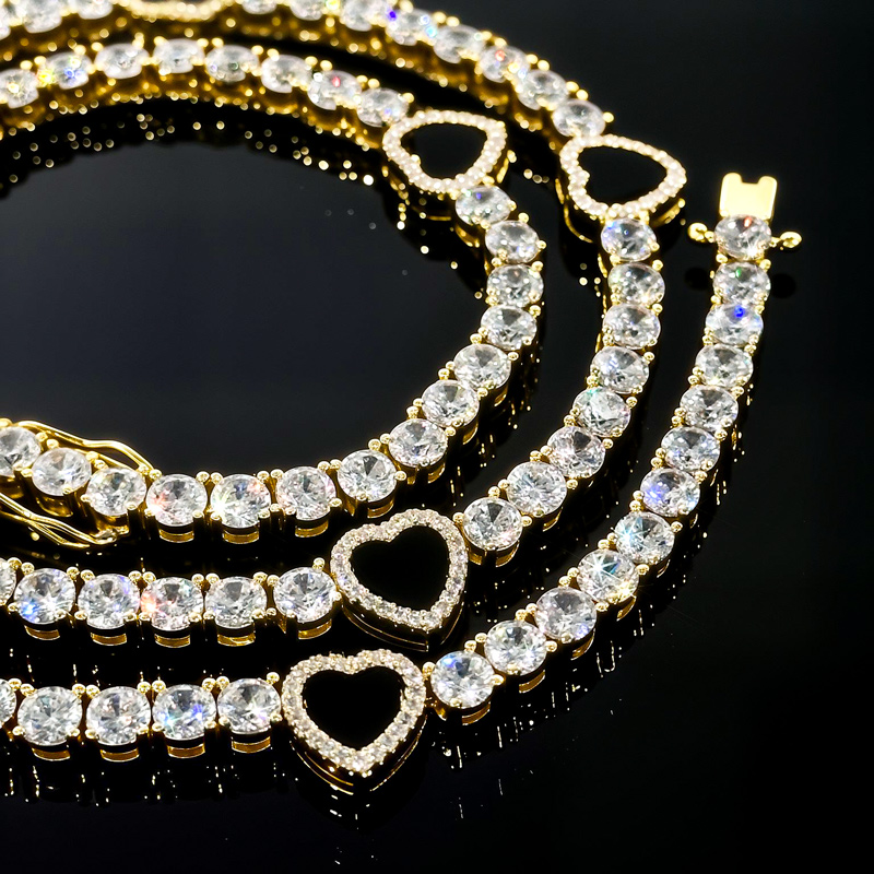 4mm Black Heart Tennis Chain