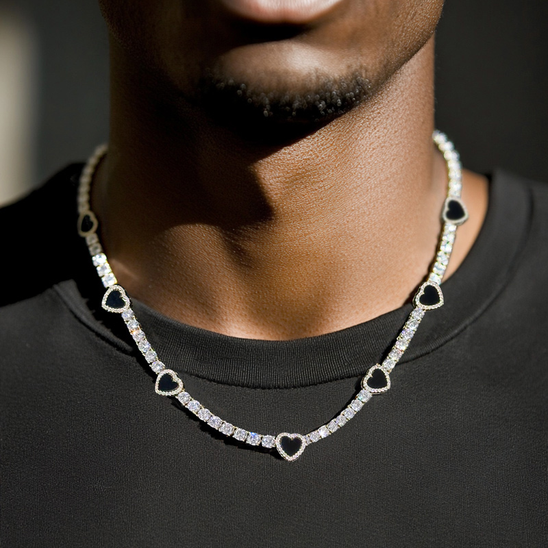 4mm Black Heart Tennis Chain