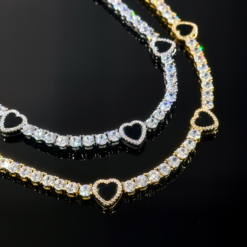 4mm Black Heart Tennis Chain