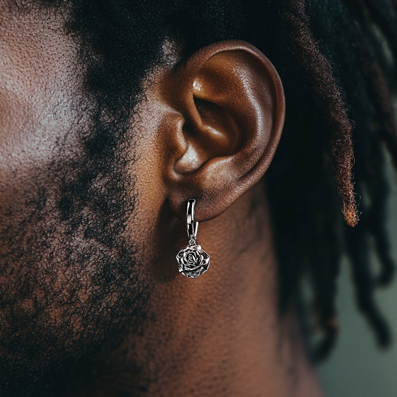 Rose Drop Hoop Earrings