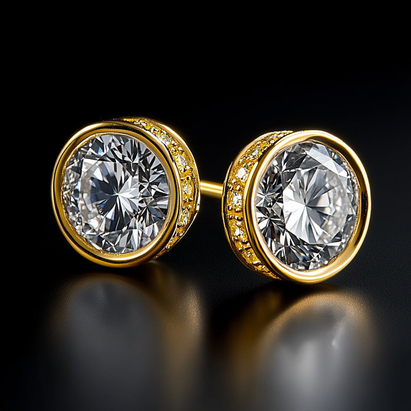 Iced Bezel-Set Round Stud Earrings