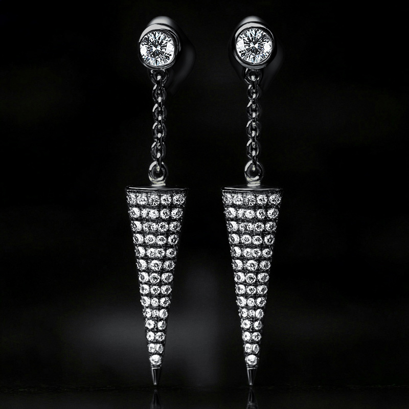 Iced Cone Spike Dangle Earrings