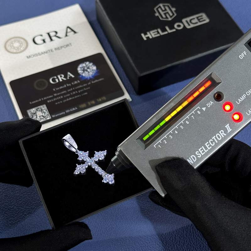 925S & VVS Moissanite Round Cut Cross Pendant