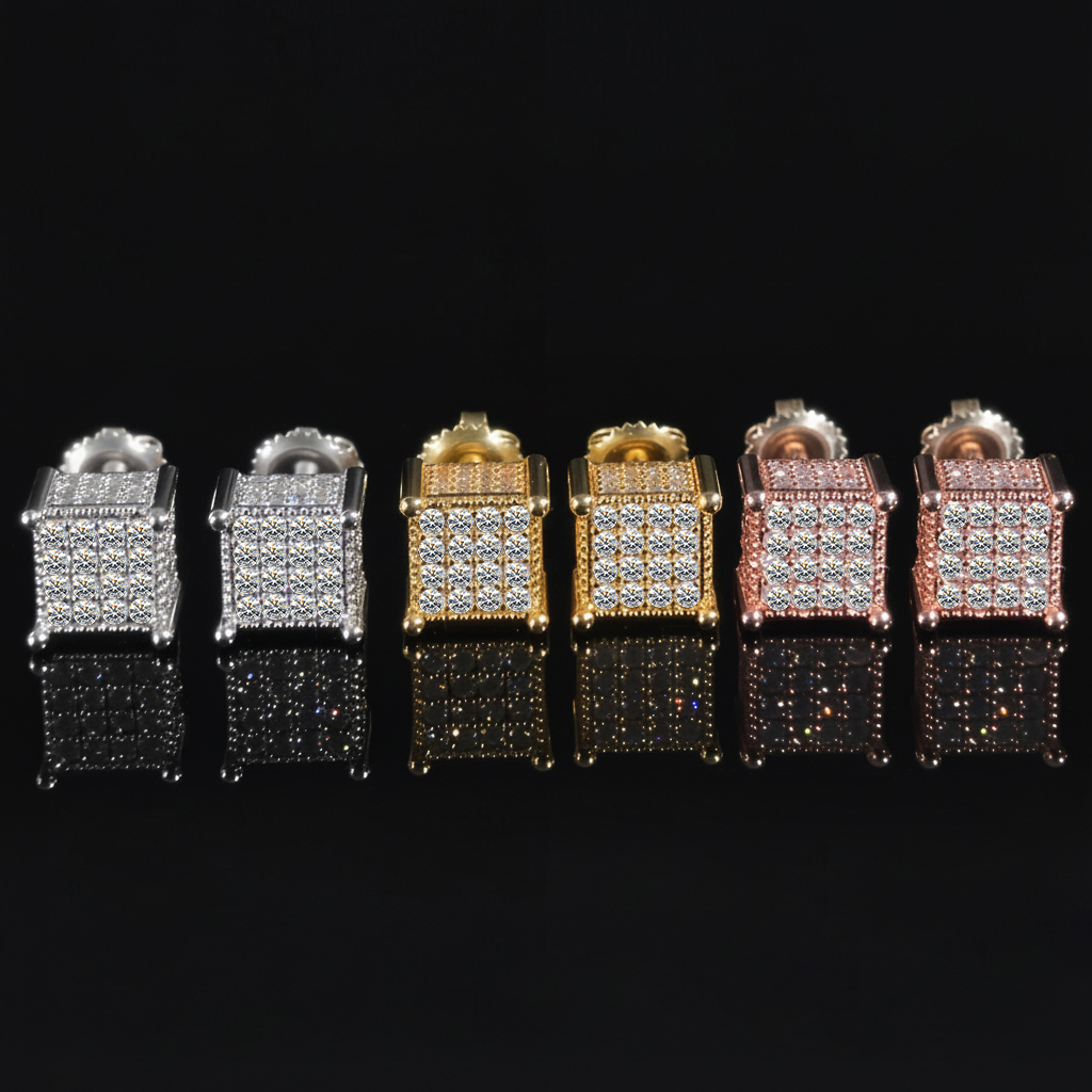 925S & VVS Moissanite Square Cube Stud Earrings 925S & VVS Moissanite Square Cube Stud Earrings