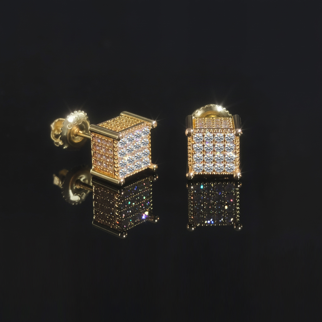 925S & VVS Moissanite Square Cube Stud Earrings 925S & VVS Moissanite Square Cube Stud Earrings