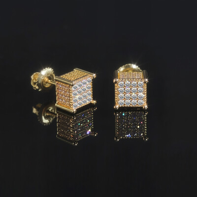 925S & VVS Moissanite Square Cube Stud Earrings