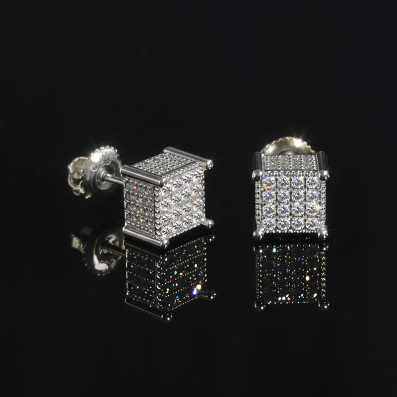 925S & VVS Moissanite Square Cube Stud Earrings 925S & VVS Moissanite Square Cube Stud Earrings