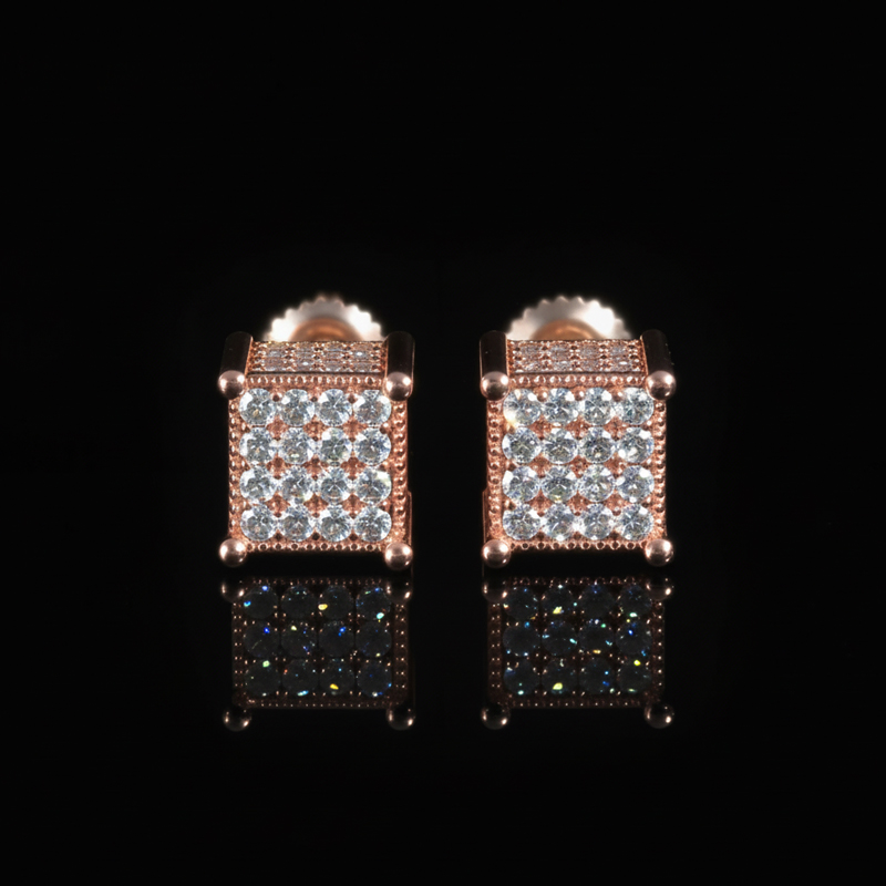 925S & VVS Moissanite Square Cube Stud Earrings 925S & VVS Moissanite Square Cube Stud Earrings