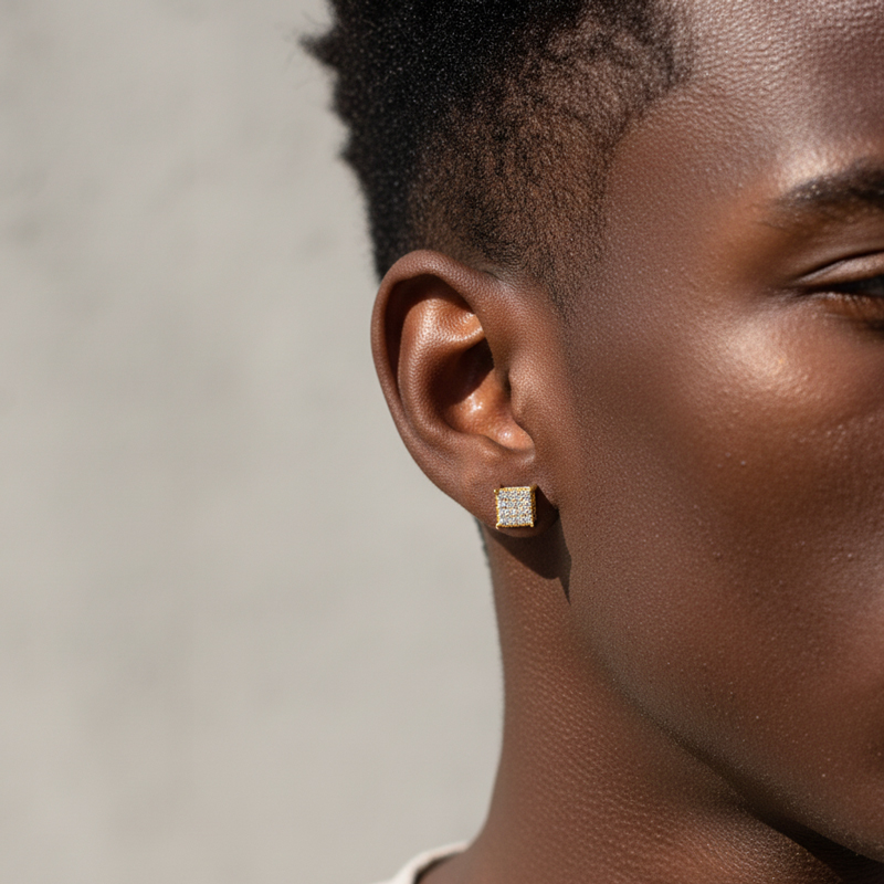 925S & VVS Moissanite Square Cube Stud Earrings 925S & VVS Moissanite Square Cube Stud Earrings