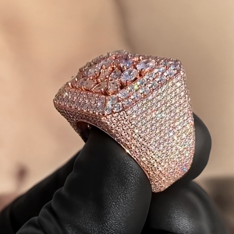 925S & VVS Moissanite Men's Fully Iced Bling Rapper Ring