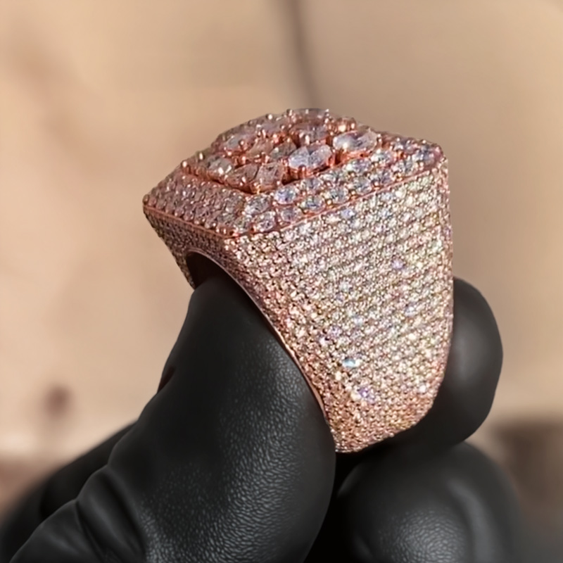 925S & VVS Moissanite Men's Fully Iced Bling Rapper Ring
