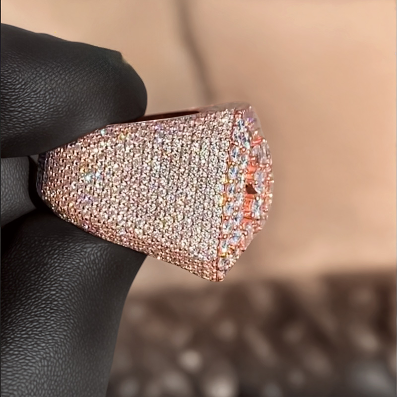925S & VVS Moissanite Men's Fully Iced Bling Rapper Ring