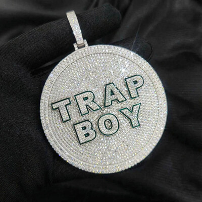 925S & VVS Moissanite Round Custom Name Pendant