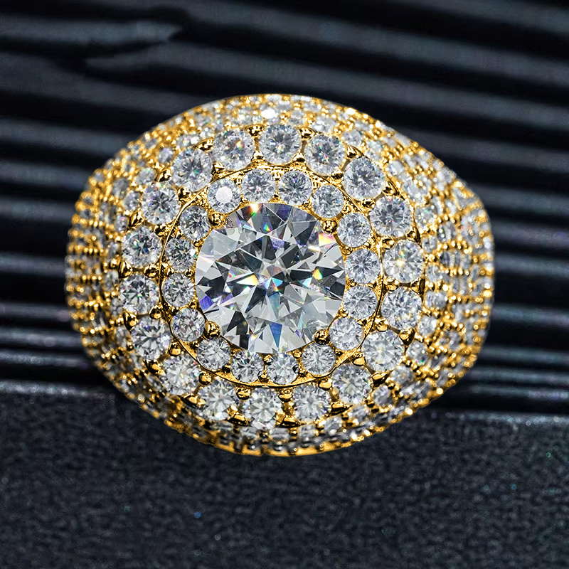 925S & VVS Moissanite Round Cut Hip Hop Ring