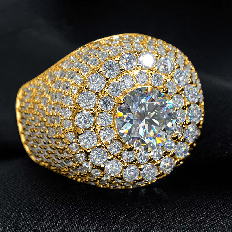 925S & VVS Moissanite Round Cut Hip Hop Ring
